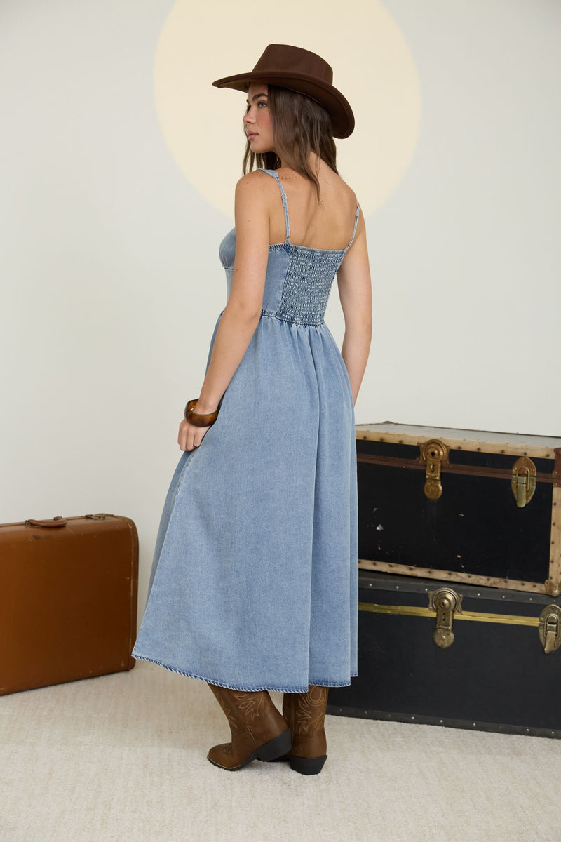 Chambray Denim Corset Dress