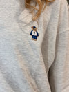 Embroidered Teddy Sweatshirt - H. Grey