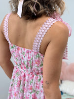 Dearest Darling Lace Trim Maxi Dress - Pink