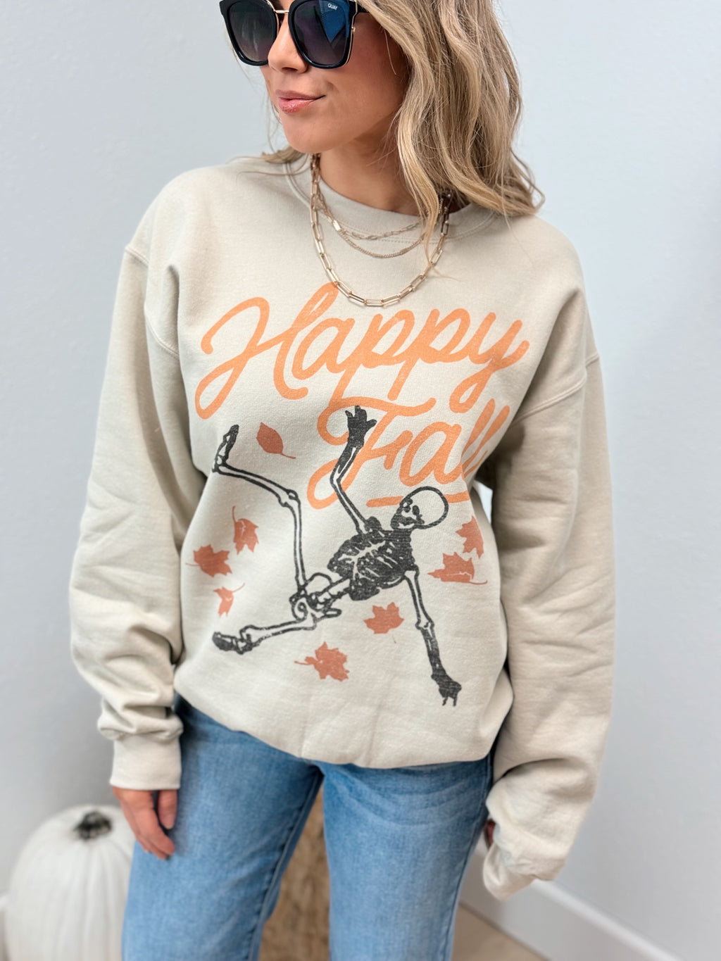 Happy Fall Skeleton Graphic Sweatshirt - FINAL SALE