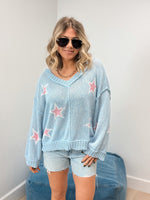Shooting Stars Lightweight Summer Sweater - Blue