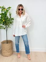 First Class Button Front Blouse - White
