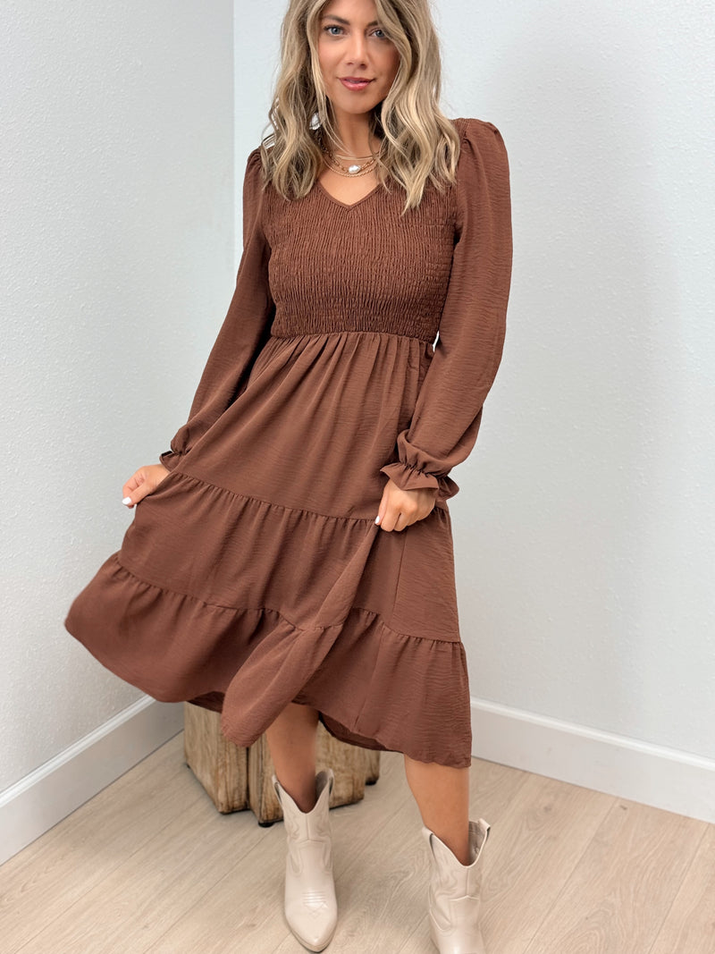 Westward Smocked Long Sleeve Dress - 2 Colors