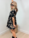 Dinner Date Floral Mini Dress - Black