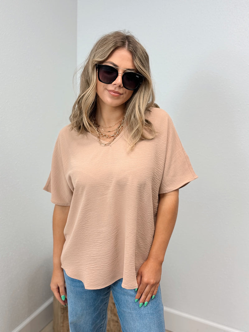 Best Yet Woven V Neck Blouse - 5 Colors