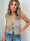 Hook and Eye Knit Sweater Vest - Mocha