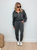 Suburbs French Terry Jumpsuit - Charcoal