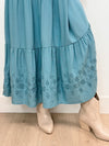 Lillian Tiered Eyelet Maxi Dress - Dusty Blue