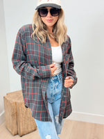 Into the Wild Plaid Blouse - Charcoal