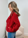 Wrapped Up Cropped Trench Coat - Red