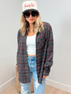 Into the Wild Plaid Blouse - Charcoal