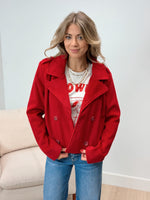 Wrapped Up Cropped Trench Coat - Red