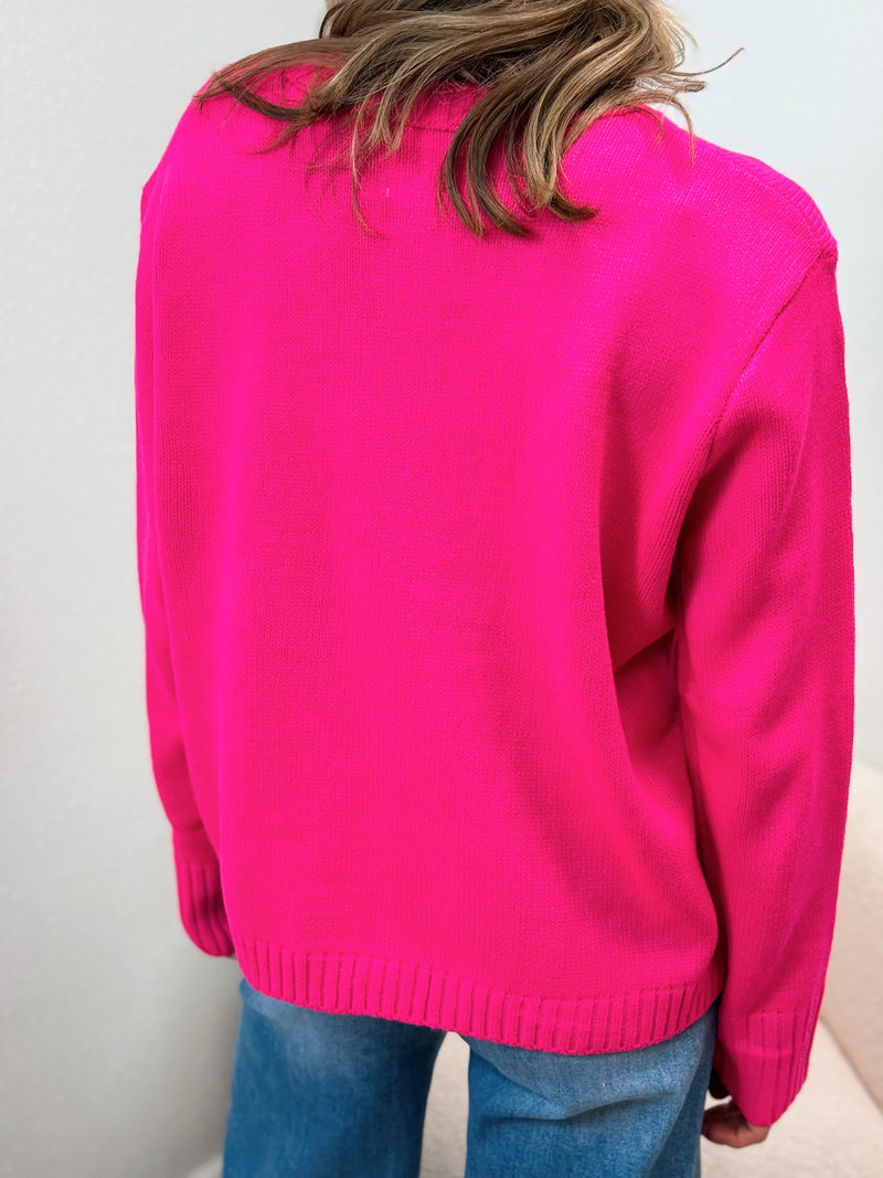 Ski in Style Sweater - Bright Pink