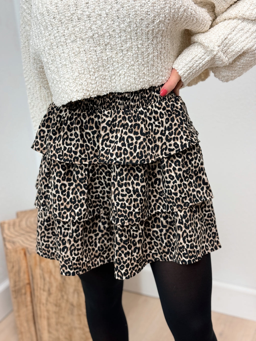 Flirty and Fun Ruffled Mini Skirt - Leopard