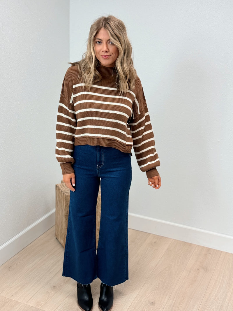 True Classic Striped Sweater - Camel