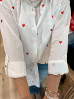 Cupid Heart Stitched Blouse - White