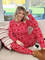 Holiday Print Fleece Lined Jammies - Red