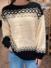 Fair Isle Crewneck Sweater - Black/Ivory