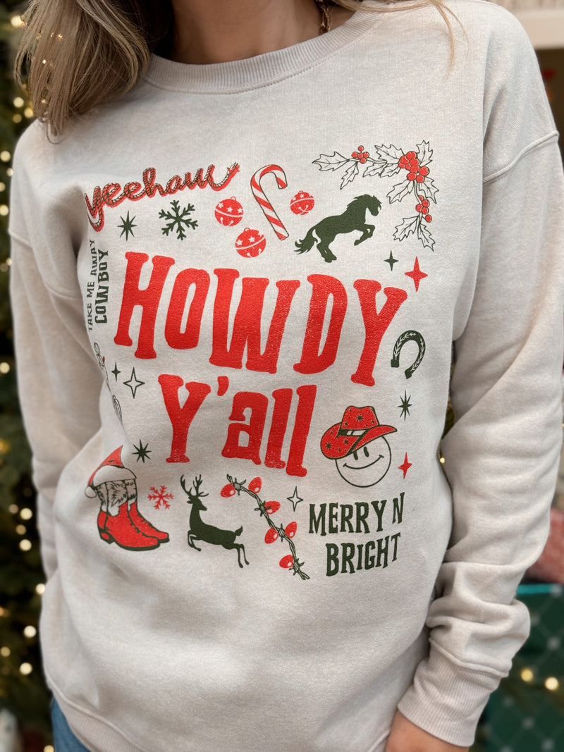 Howdy Y'all Holiday Sweatshirt - H. Dust