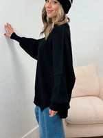 Ivy League Oversized Sweater - Black