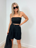 Tailored Chic Pleated Shorts - Black