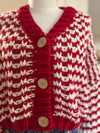 VIntage Chunky Knit Cardigan - Red
