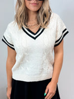 Cheer Squad Cableknit Sweater Vest - Cream