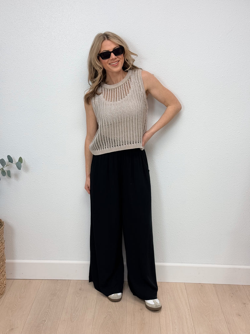 On Vacay Wide Leg Pants - Black