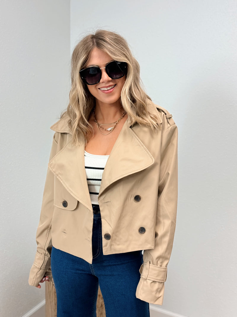 Passing Grade Cropped Trench - Khaki