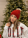 Bobble Knit Fur Pom Beanie - 2 Colors