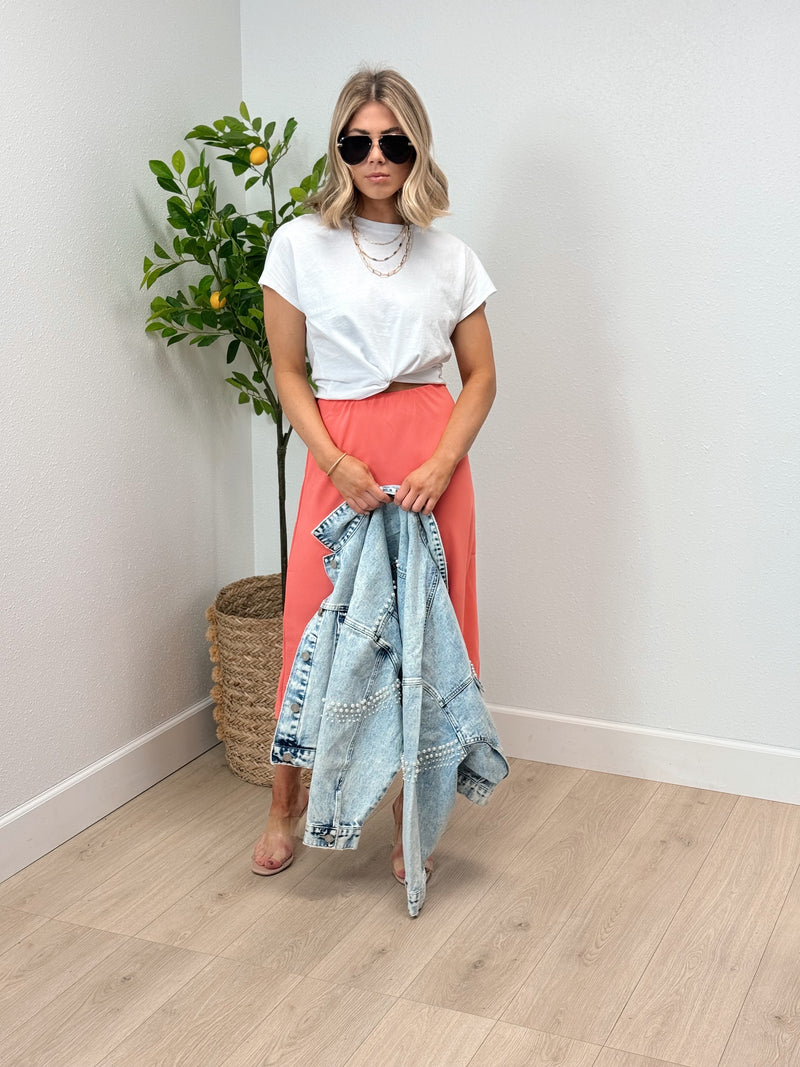 Love Letters A Line Skirt - Coral