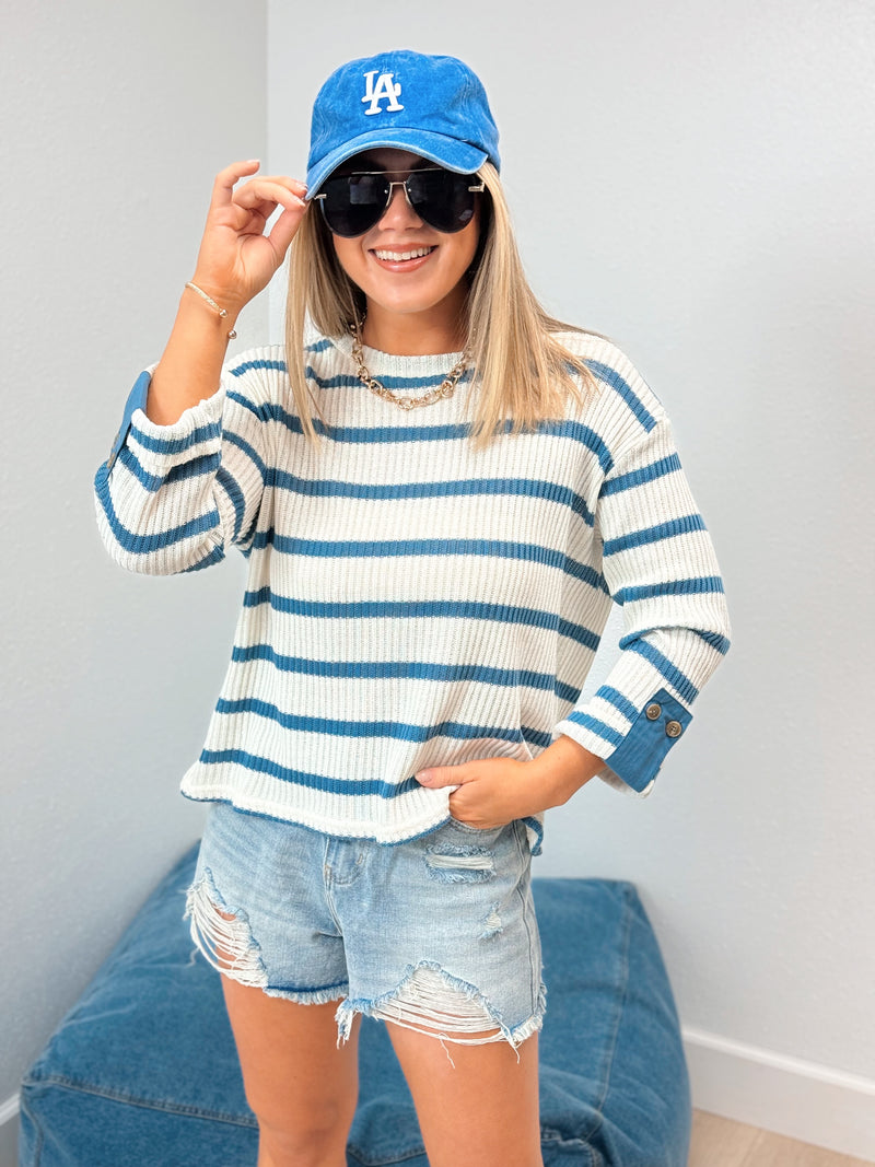 Sail Away Stripe Sweater - Blue
