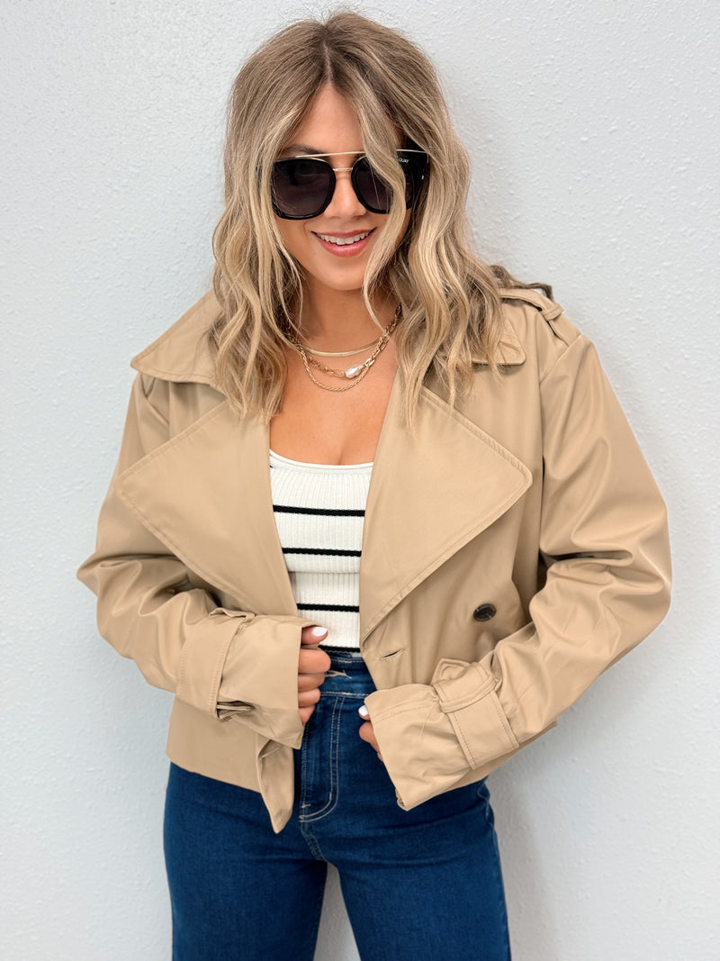 Passing Grade Cropped Trench - Khaki