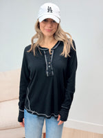 Casually Cute Long Sleeve Henley Tee - 2 Colors