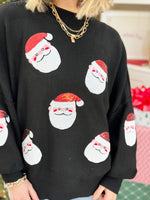 Sequin Santa Sweater - Black