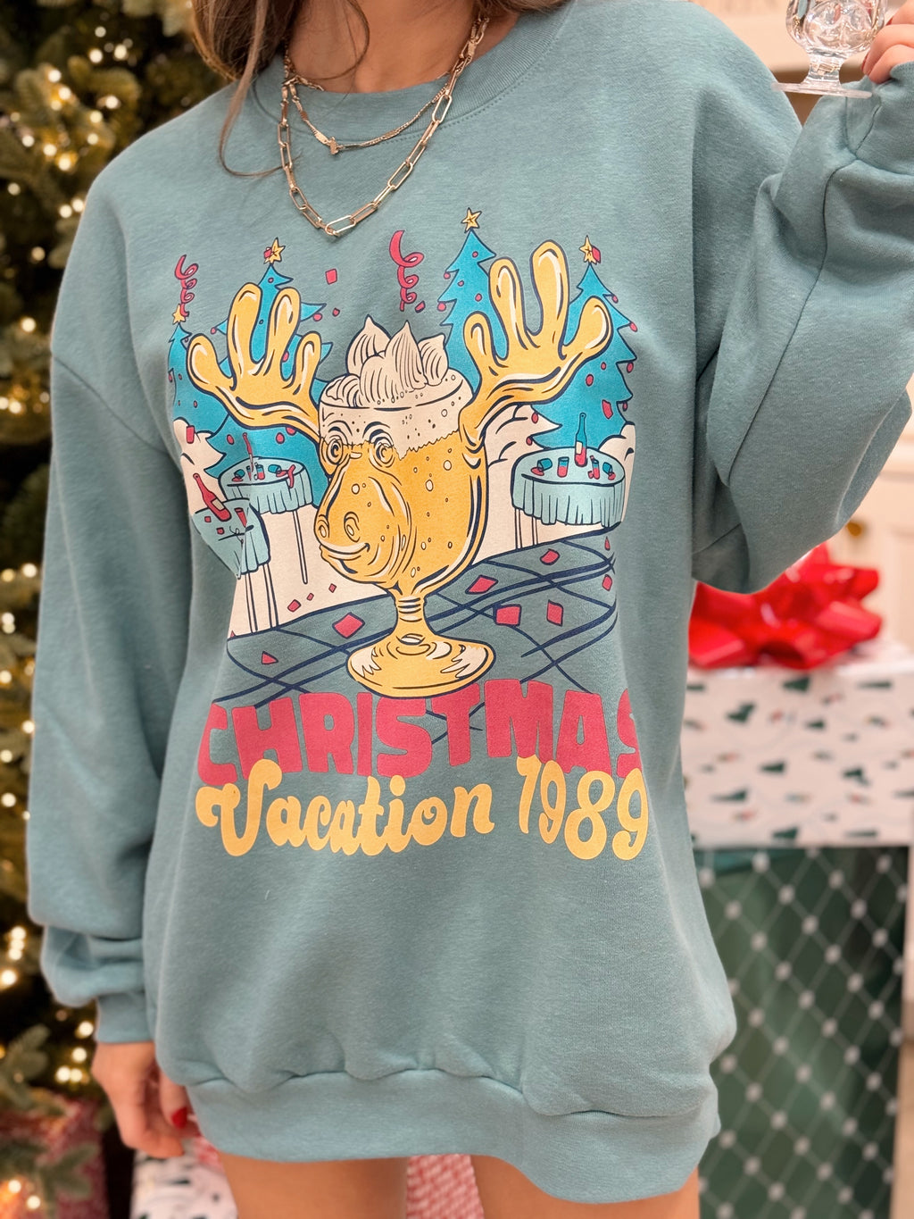 Christmas Vacation Oversized Sweatshirt - Green