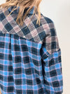 Avril Flannel Shirt Dress - Blue