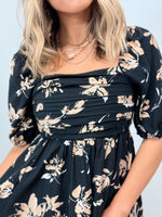 Dinner Date Floral Mini Dress - Black