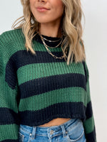 Honor Roll Striped Sweater - Navy/Green - FINAL SALE