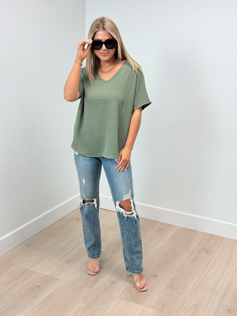 Best Yet Woven V Neck Blouse - 5 Colors