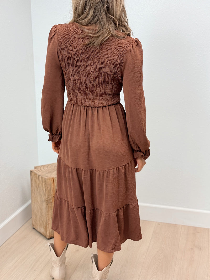 Westward Smocked Long Sleeve Dress - 2 Colors