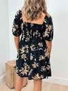 Dinner Date Floral Mini Dress - Black