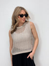 Sleeveless Fishnet Sweater - Mocha