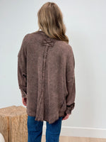 Landslide Oversized Waffle Shacket - Mahogany