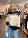 Fair Isle Crewneck Sweater - Black/Ivory