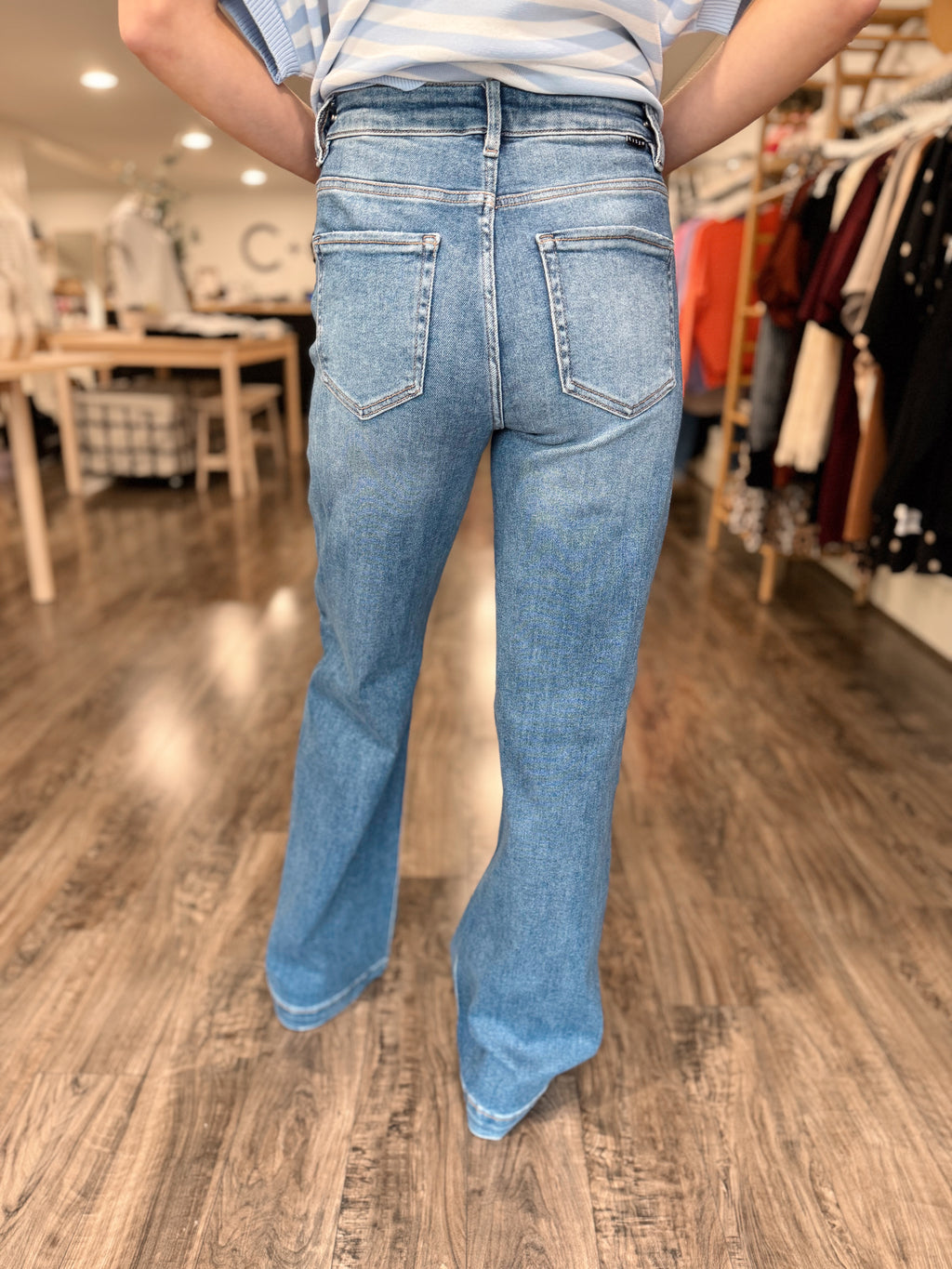 Tummy Control Adjustable Waist Wide Leg Jean