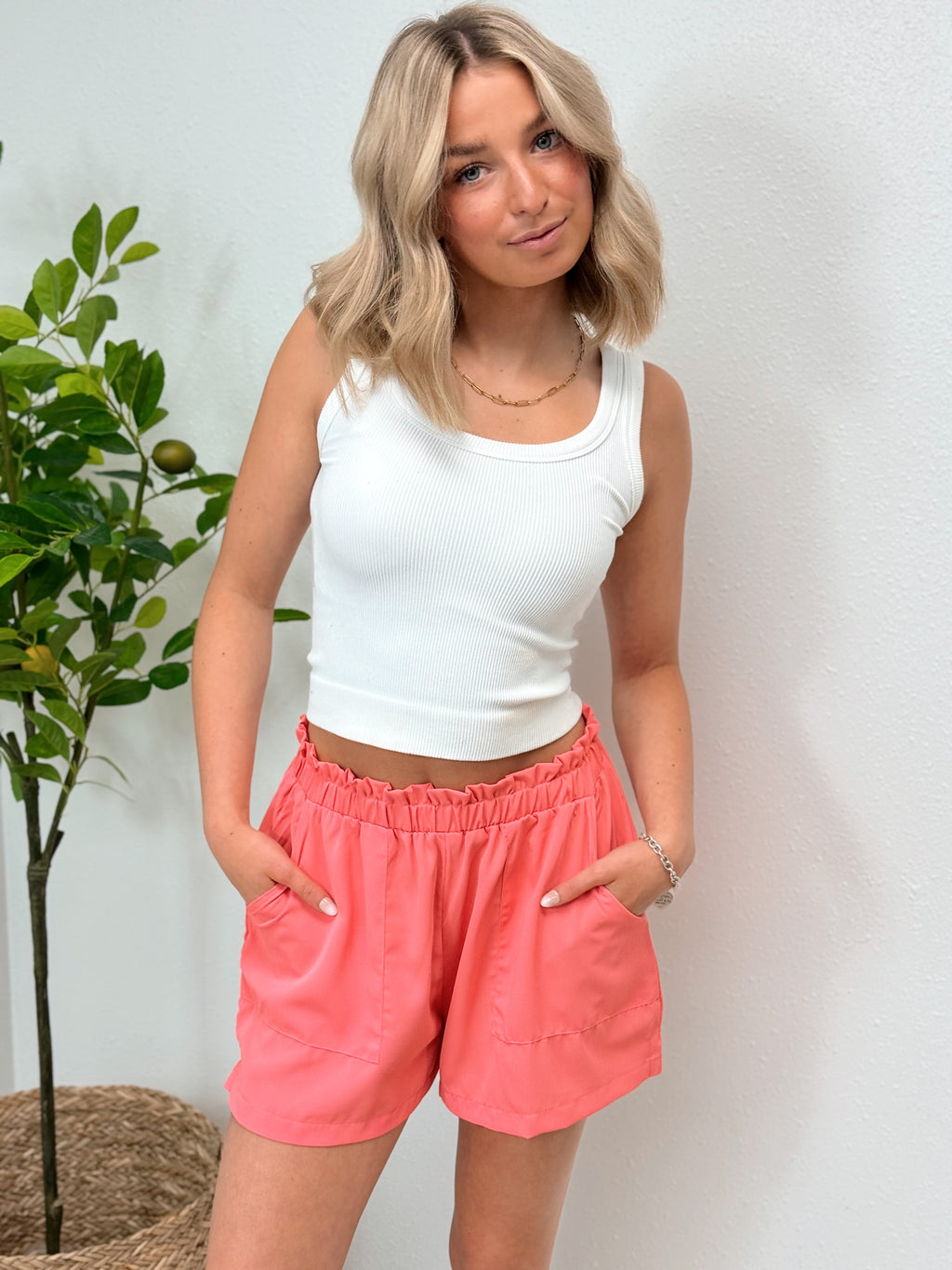 Free Fall Relaxed Fit Woven Shorts - Coral