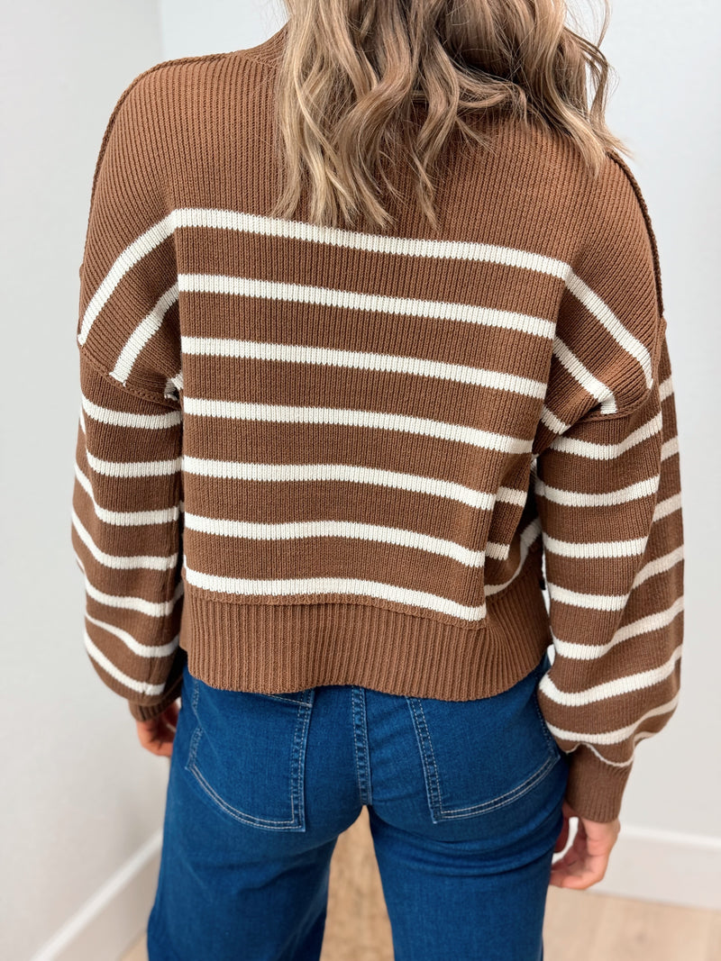 True Classic Striped Sweater - Camel