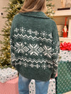 Faire Isle Jacquard Half Zip Sweater - Evergreen