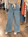 Drawstring Waist Wide Leg Jean